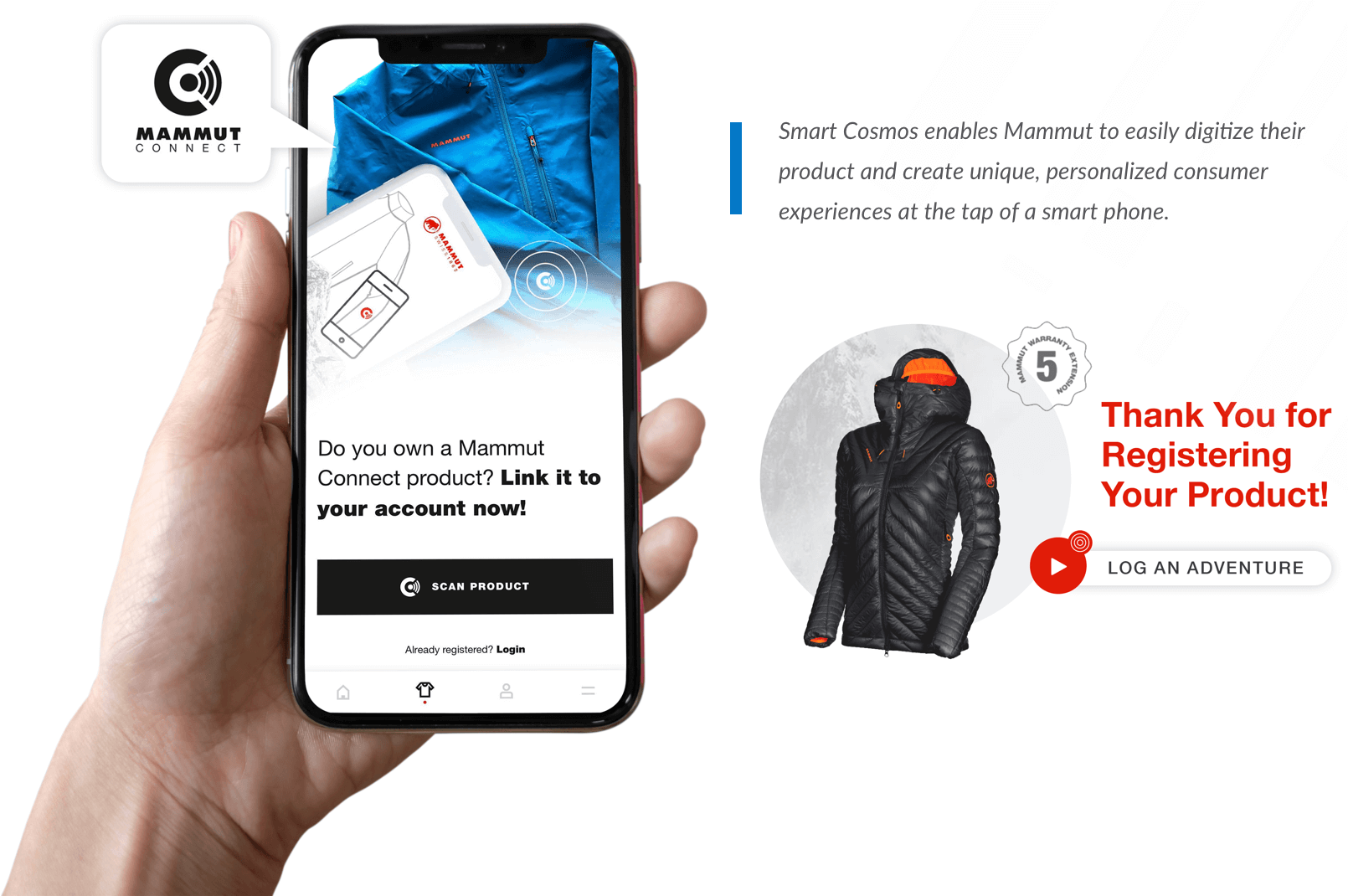 Smart Cosmos enables Mammut to easily digitize their product and create unique, personalized consumer experiences at the tap of a smart phone.